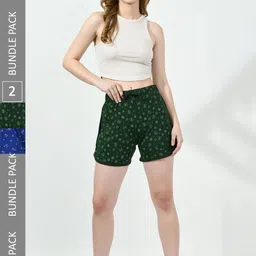 BAESD Women Pack of 2 Printed High-Rise Pure Cotton Shorts-picture-18