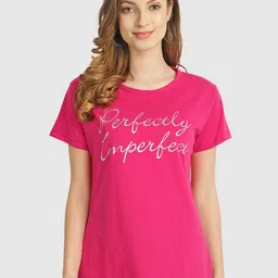 CHOZI Women Pink Typography Printed Bio Finish T-shirt-picture-41