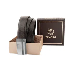 ZEVORA Men Textured Leather Reversible Belt-image-93