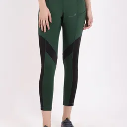 STUDIOACTIV Women Green & Black Colorblocked Sports Tights-image-3