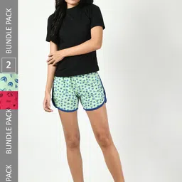 BAESD Women Pack of 2 Printed High-Rise Pure Cotton Shorts-picture-30