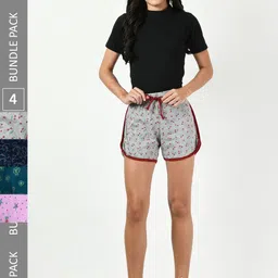 BAESD Women Pack Of 4 Printed Cotton High-Rise Shorts-image-96