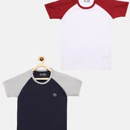 CHIMPRALA Boys Navy Blue(Pack of 2) Colourblocked Moisture Wicking Applique T-shirt-image-6