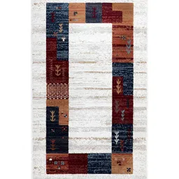 Sapana Carpet-Mats White & Blue Abstract No Shredding Carpet-picture-20