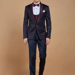 Neumen Men Embroidered Slim-Fit Single-Breasted Five-Piece Suit-picture-20