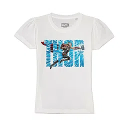 Marvel by Wear Your Mind Girls White Thor Printed Pure Cotton T-shirt-picture-13