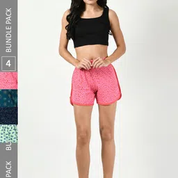 BAESD Women Pack Of 4 Conversational Printed Pure Cotton Shorts-image-96