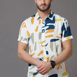 HERE&NOW Men White Slim Fit Printed Casual Shirt-picture-22
