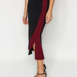 Trendyol Colour Blocked Straight Midi Skirts-image-24