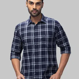 Parx Tartan Checked Slim Fit Cotton Casual Shirt-picture-41