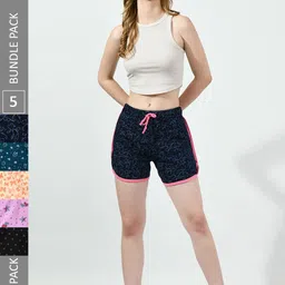 BAESD Women Pack Of 5 Conversational Printed High-Rise Pure Cotton Shorts-image-49