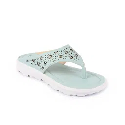 FAUSTO Women Blue Open Toe Flats with Laser Cuts image 2