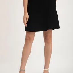 FableStreet Front Overlap Panel Linen Mini Skirt-picture-20