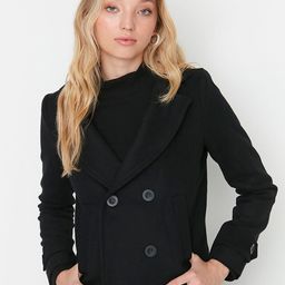 Trendyol Women Black Solid Double Breasted Coat-picture-16