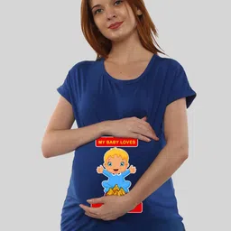 SillyBoom Maternity Graphic Printed Round Neck Cotton T-shirt-picture-27