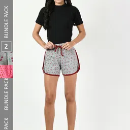 BAESD Women Pack Of 2 Conversational Printed High-Rise Pure Cotton Shorts-picture-2