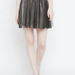 Camey Women Gold-Toned & Black A-Line Mini Skirts-picture-37