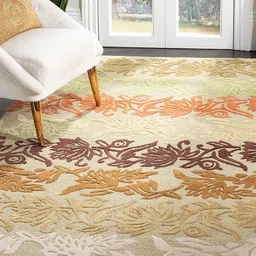 Safiya Carpet Orange Floral Hand-Tufted Woollen Carpets-picture-28