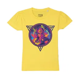Marvel by Wear Your Mind Girls Yellow Printed Puff Sleeves T-shirt-picture-11