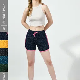 BAESD Women Pack Of 5 Printed High-Rise Cotton Shorts-image-80