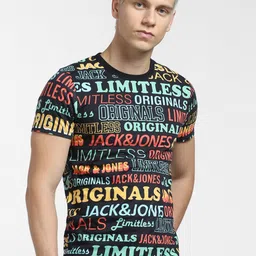 Jack & Jones Men Typography Printed Slim Fit Cotton T-shirt-picture-44