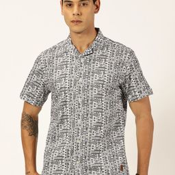 Provogue Slim Fit Cuban Collar Printed Cotton Casual Shirt-picture-25