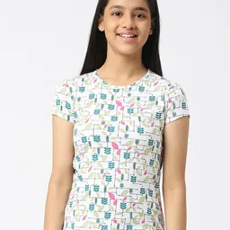 SINI MINI Girls Floral Printed Round Neck Cotton T-shirt-picture-32