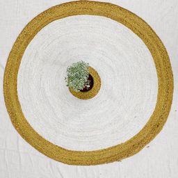 Art Avenue White & Mustard Yellow Braided Round Jute Rug-picture-9
