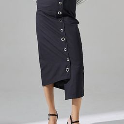 Aamili Women Pure Cotton Asymmetric Eyelet Detail Skirt-picture-37