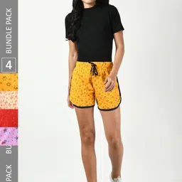 BAESD Women Pack Of 4 Conversational Printed Pure Cotton Shorts-image-89