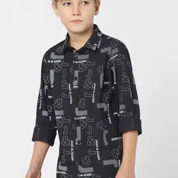Jack & Jones Junior Boys Black Slim Fit Printed Casual Shirt-picture-35