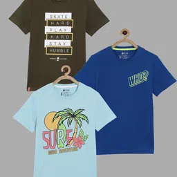 3PIN Boys Blue And Green Typography 3 Printed T-shirt-picture-21