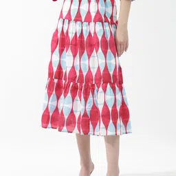 RAREISM Abstract Printed A-Line Midi Skirt image 3