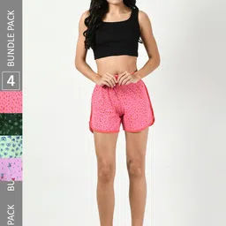 BAESD Women Pack Of 4 Conversational Printed Pure Cotton High-Rise Shorts-picture-12