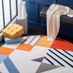 Safiya Carpet Grey & Red Geometric Printed Hand-Tufted Woollen Carpet-picture-40