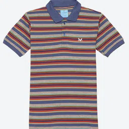 VINENZIA Boys Navy Blue Striped Polo Collar T-shirt-picture-18