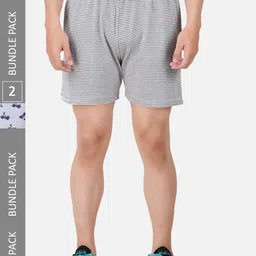PRIDE APPAREL Men Pack Of 2 Printed Antimicrobial Pure Cotton Shorts-picture-37