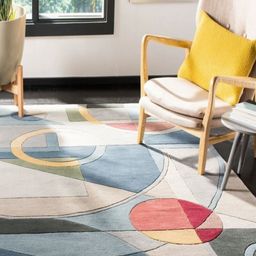 Safiya Carpet Blue & White Geometric Woollen Carpets-picture-40