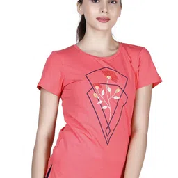 laasa  sports LAASA SPORTS Women Red & Blue Printed Cotton Training or Gym T-shirt-picture-19