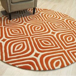 Safiya Carpet Rust & White Geometric Woollen Carpets-picture-43