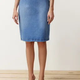 Trendyol Faded Pure cotton Knee-Length Pencil Skirt-picture-18