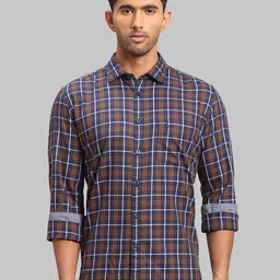 Parx Men Cotton Slim Fit Checked Casual Shirt-image-90
