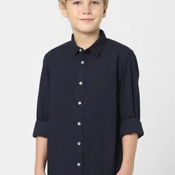 Jack & Jones Junior Boys Navy Blue Solid Slim Fit Casual Shirt-picture-16
