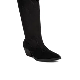 London Rag Women Pointed Top Mid Top Embroidered Block-Heeled Cowboy Boots-picture-20