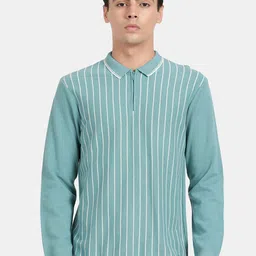 t-base Striped Polo Collar Cotton Cotton T-shirt-image-3