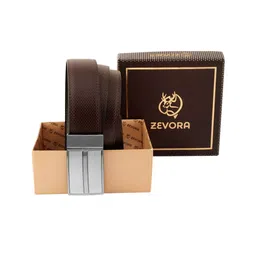 ZEVORA Men Textured Leather Reversible Belt-image-92