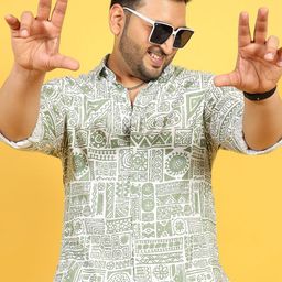 Instafab Plus Classic Fit Geometric Printed Casual Shirt-picture-11