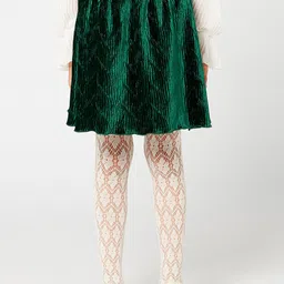 One Friday Girls Green Self Design A-line Knee-Length Skirts-picture-19