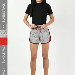 BAESD Women Pack of 3 Printed High-Rise Cotton Shorts-image-77