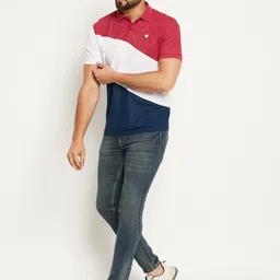 OGEN Colourblocked Polo Collar Cotton T-shirt-picture-31